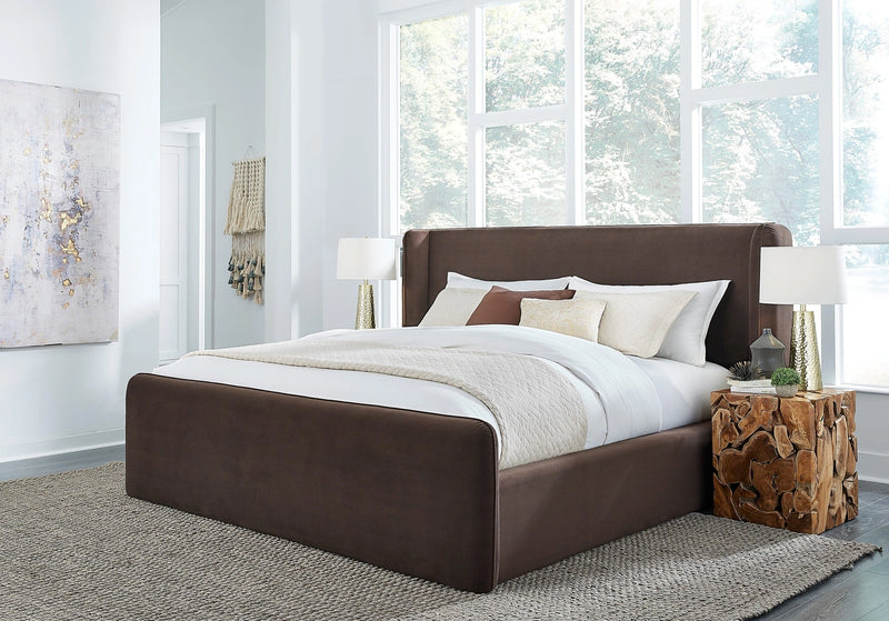 Bacall Velvet Upholstered Wingback Platform Bed