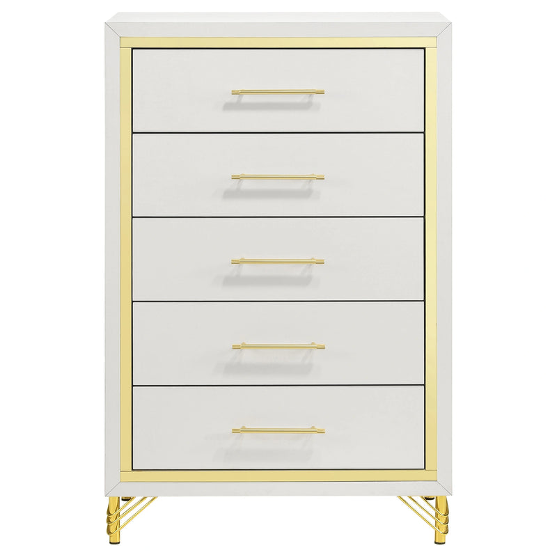 Lucia 5 Pc Bedroom Set (Queen Bed, Nightstand, Dresser, Mirror and Chest)