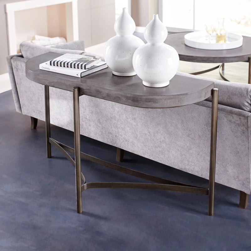 Lyon Semi-circular Concrete and Metal Console Table