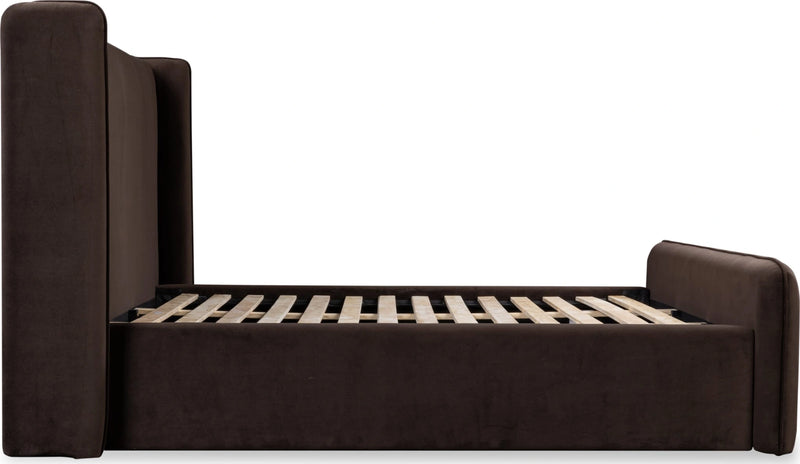 Bacall Velvet Upholstered Wingback Platform Bed
