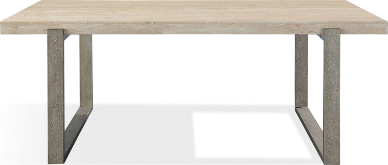 Ariela Natural Travertine Coffee Table with Bronze Metal Base