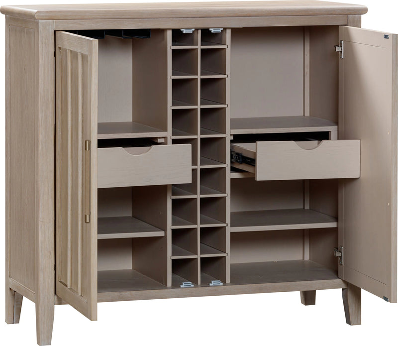 Camden Two Door Two Drawer Bar Cabinet with Stemware Rack and Wine Rack