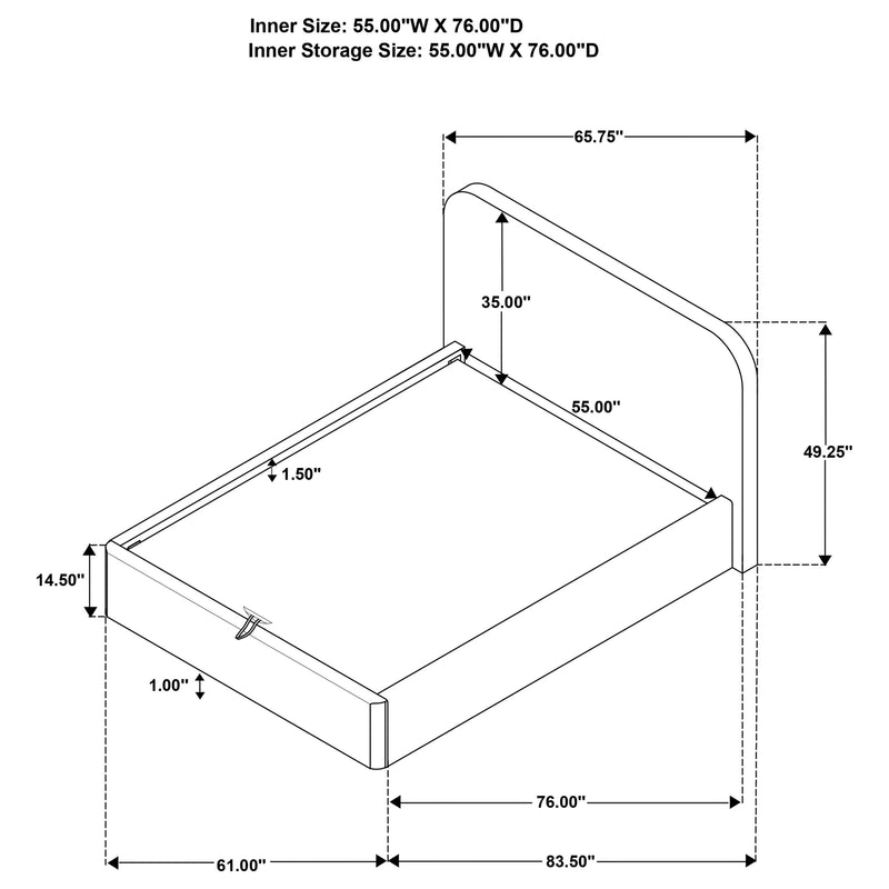 Anders Upholstered Storage Lift Platform Bed