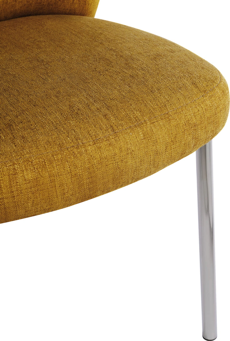 Fomo Chenille-upholstered Stainless Steel Base Dining Chair