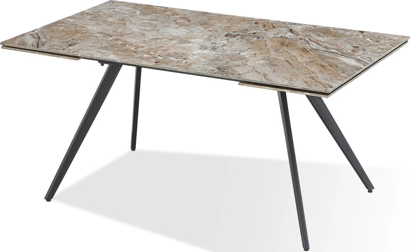 Lucia Double Extension Stone Top Metal Leg Dining Table