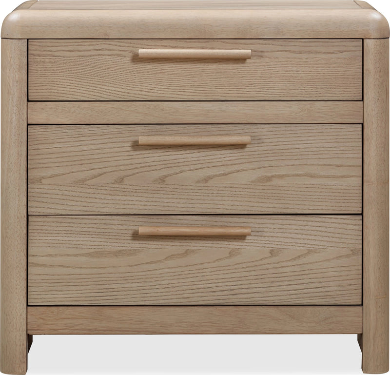 Furano Three Drawer Ash Wood Nightstand