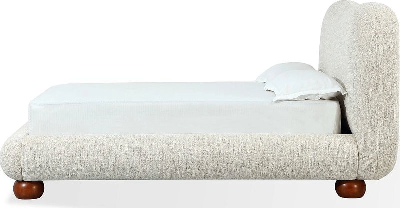 Afra Chenille Upholstered Wood Leg Platform Bed