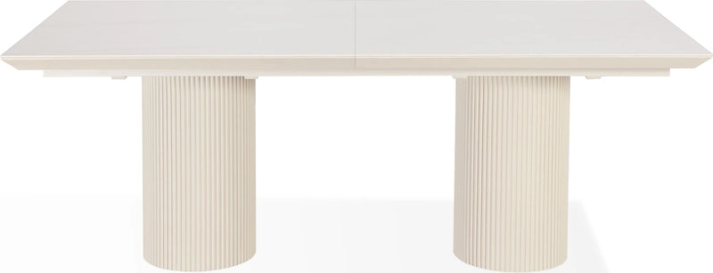 Cannon Stone Top Double Pedestal Extension Dining Table with Ivory Wood Base