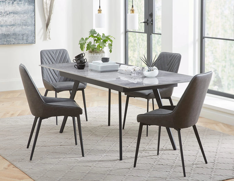 Lucia Extendable Stone Top Metal Leg Dining Table