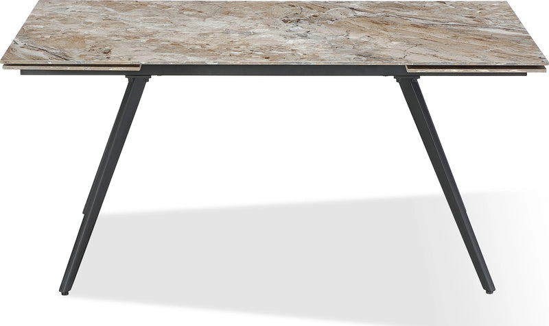 Lucia Double Extension Stone Top Metal Leg Dining Table