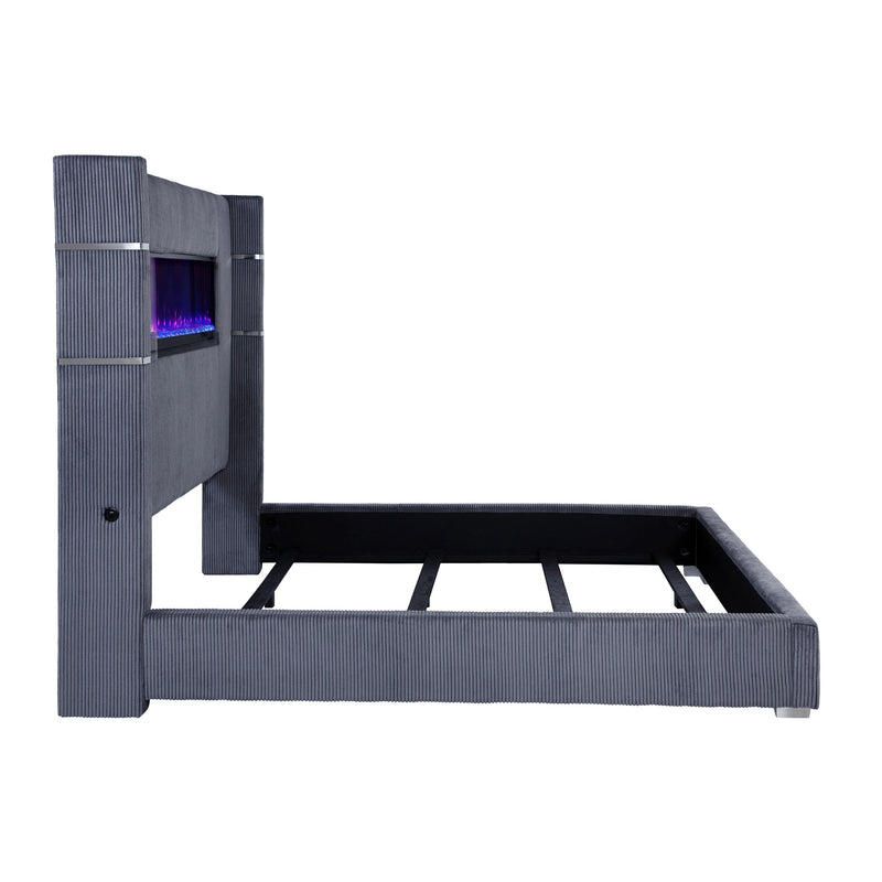 Tisdall Wingback Bed with Flame Visualizer