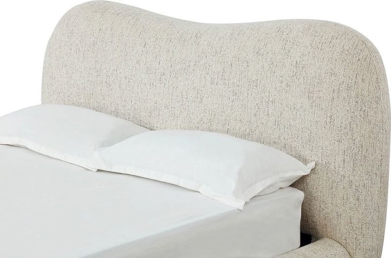 Afra Chenille Upholstered Wood Leg Platform Bed