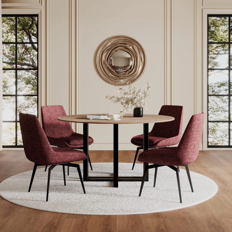 CEO Wood Pattern Round Sintered Stone Dining Table