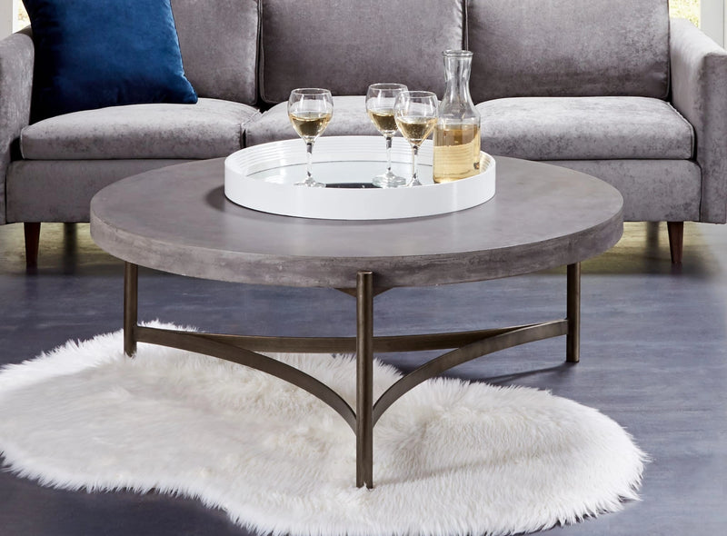 Lyon Round Concrete and Metal Coffee Table