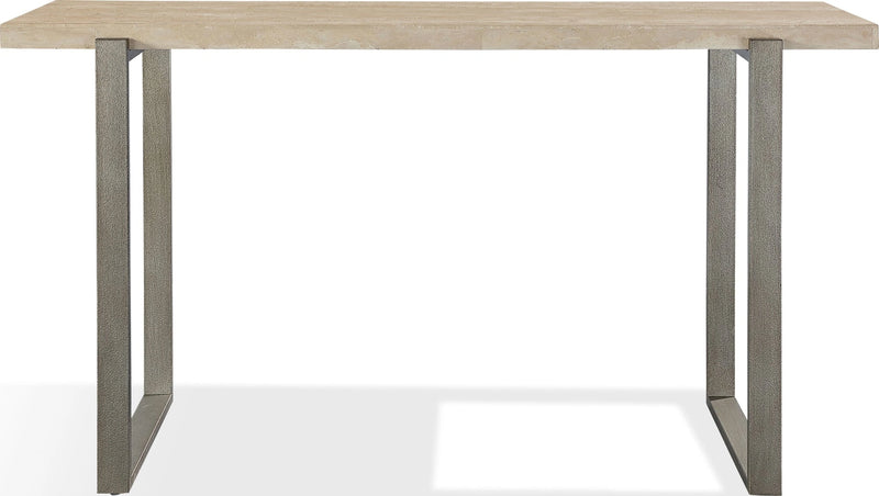 Ariela Natural Travertine Console Table with Bronze Metal Base