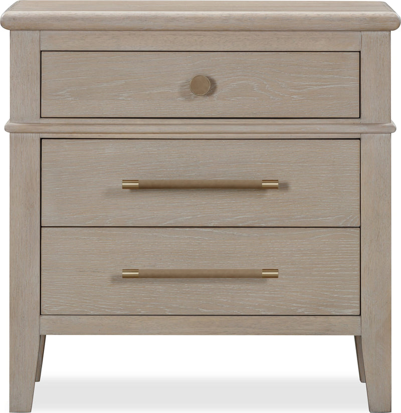Camden Three Drawer Oak Wood Nightstand