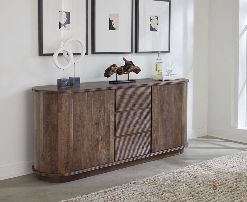 Liyana Solid Wood Three Drawer Two Door Sideboard