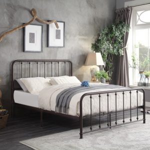 Larkspur Black Queen Metal Panel Bed