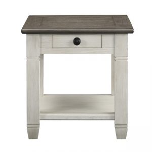 End Table Antique white and rosy brown