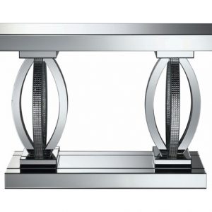 Amalia Rectangular Sofa Table With Shelf Clear Mirror