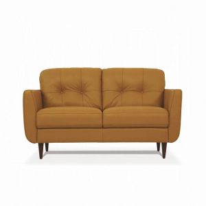 Italian Camel Leather Love Seat - Radwan