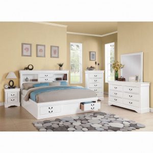 3Pc Queen Bookcase-Storage Bed Set - Philippe
