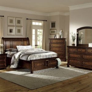 4pc Cumberland  Brown Cherry Storage Platform Bedroom set