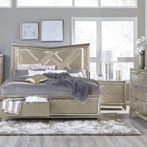 Queen Platform Bed with LED Lighting and Storage - Bijou