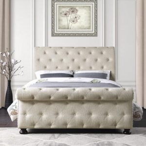 Beige Upholstered Queen Bed - Crofton