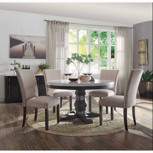 5Pc Round Marble Dining Set  - Nolan