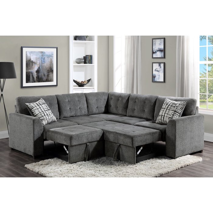 American Furnishing Dublin Home, Leather Sectionals With Pull Out Bed