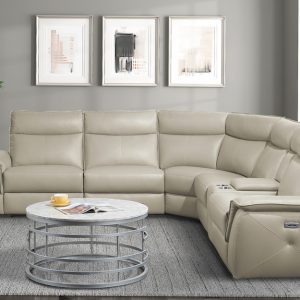 6PC. Top grain leather Sectional W/Headrests - Maroni
