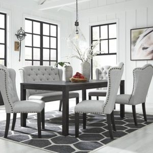 Jeanette Light Grey Chair 7-Piece Dining Set