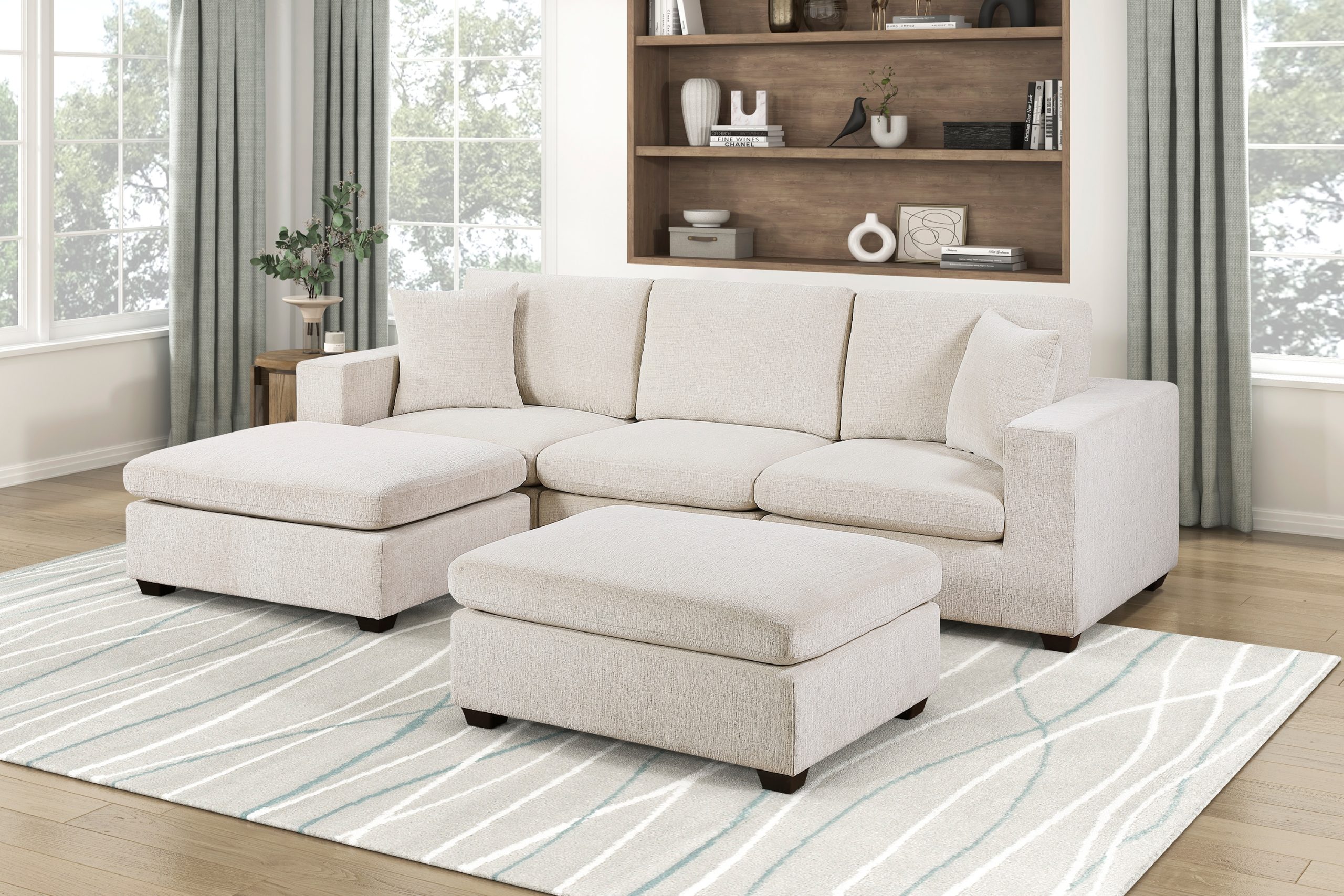 5-Piece Modular Sectional with Two Ottomans- Serenity