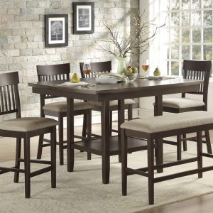 6-Piece Counter Height Table with Lazy Susan Set- Balin