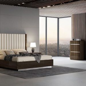 Dark Walnut Finish PU Headboard Queen Bed - American Eagle P115 Modern