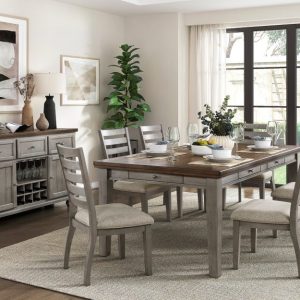5-Piece Two-Tone Cherry and Gray  Dinette Set - Tigard