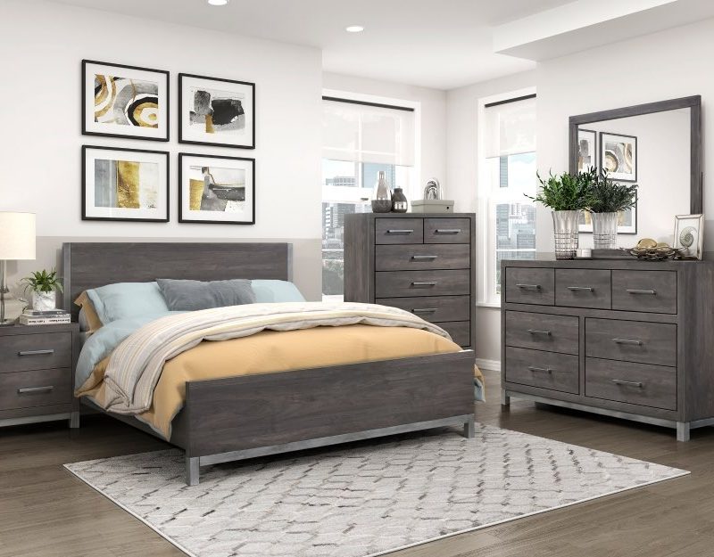 3PC Drak Gray Queen Bedroom Set -Zephyr