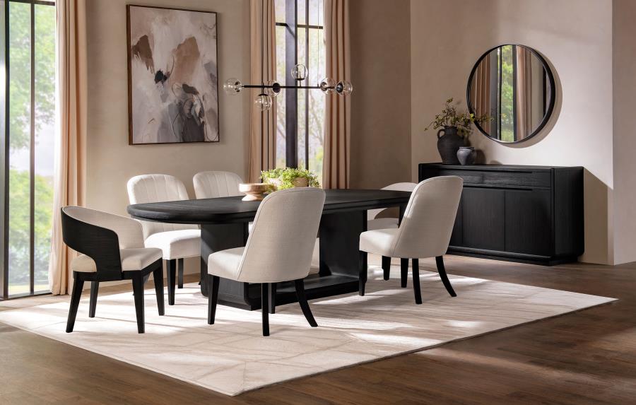 7-piece Rectangular Dining Table Set Burnished Black- Leandro