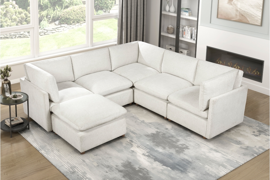 6-Piece Modular Sectional with Ottoman- Annex - Image 2